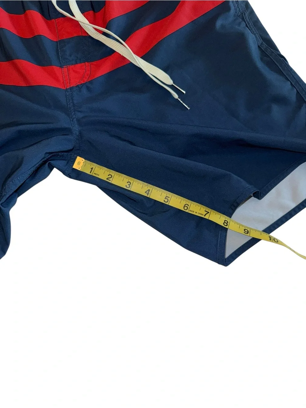 Fair Harbor Men’s Anchor Lined Trunks Navy Red Stripes Large Orig $88